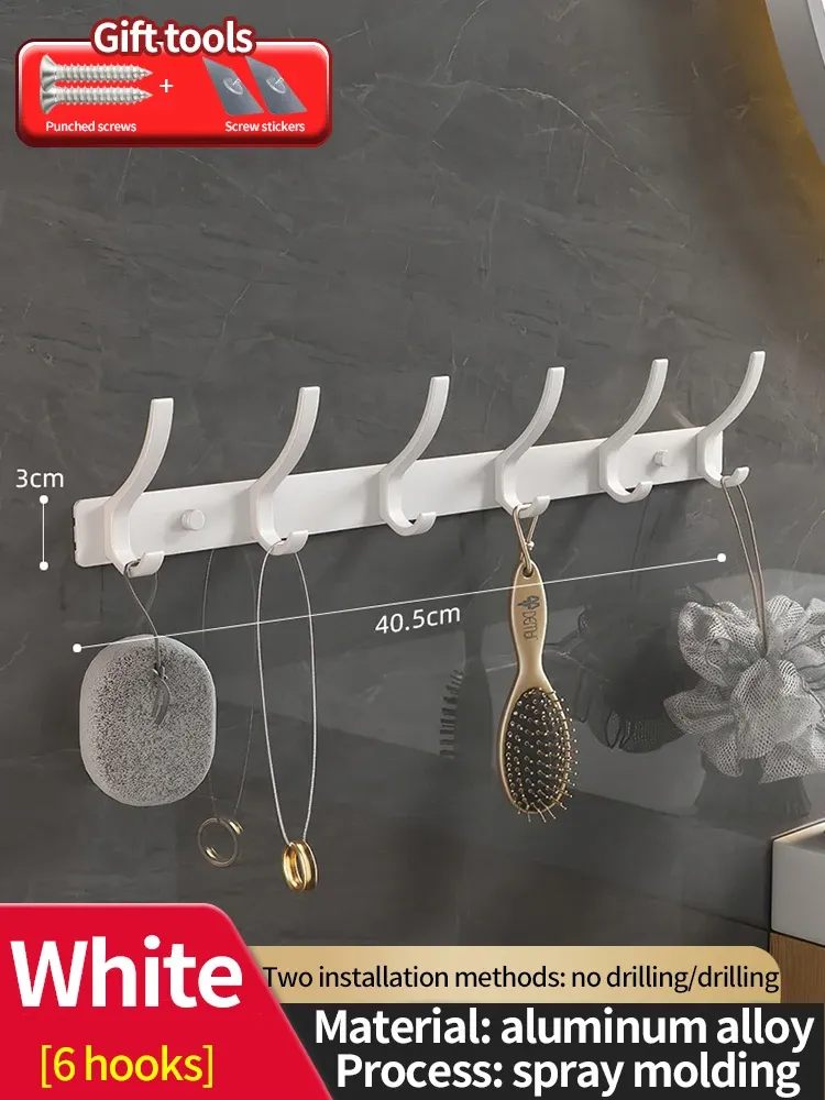 Porte-manteau mural sans perçage pour porte, organisateur de rangement pour chambre et cuisine 12