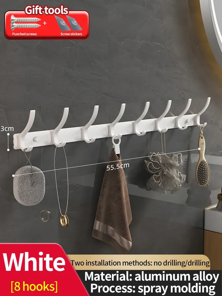Porte-manteau mural sans perçage pour porte, organisateur de rangement pour chambre et cuisine 11