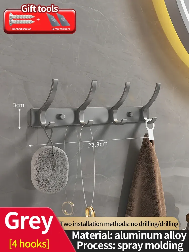 Porte-manteau mural sans perçage pour porte, organisateur de rangement pour chambre et cuisine 17