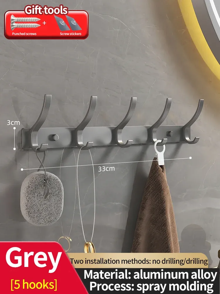 Porte-manteau mural sans perçage pour porte, organisateur de rangement pour chambre et cuisine 16