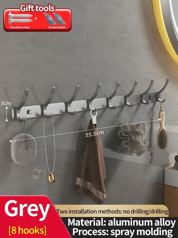 Porte-manteau mural sans perçage pour porte, organisateur de rangement pour chambre et cuisine 19
