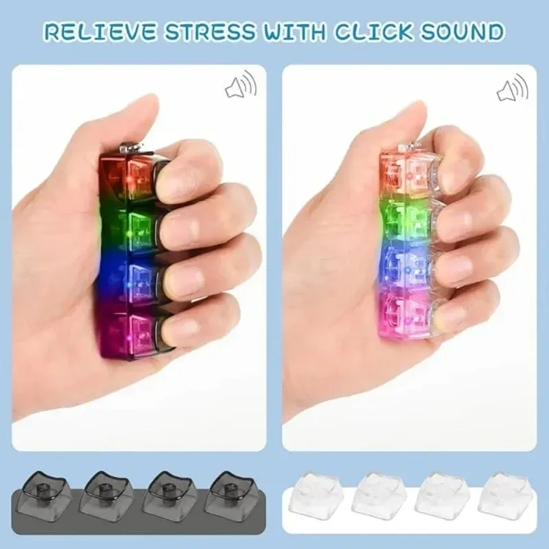 Porte-clés LED clavier, jouet sensoriel anti-stress, gadget fidget pour adultes et enfants 5