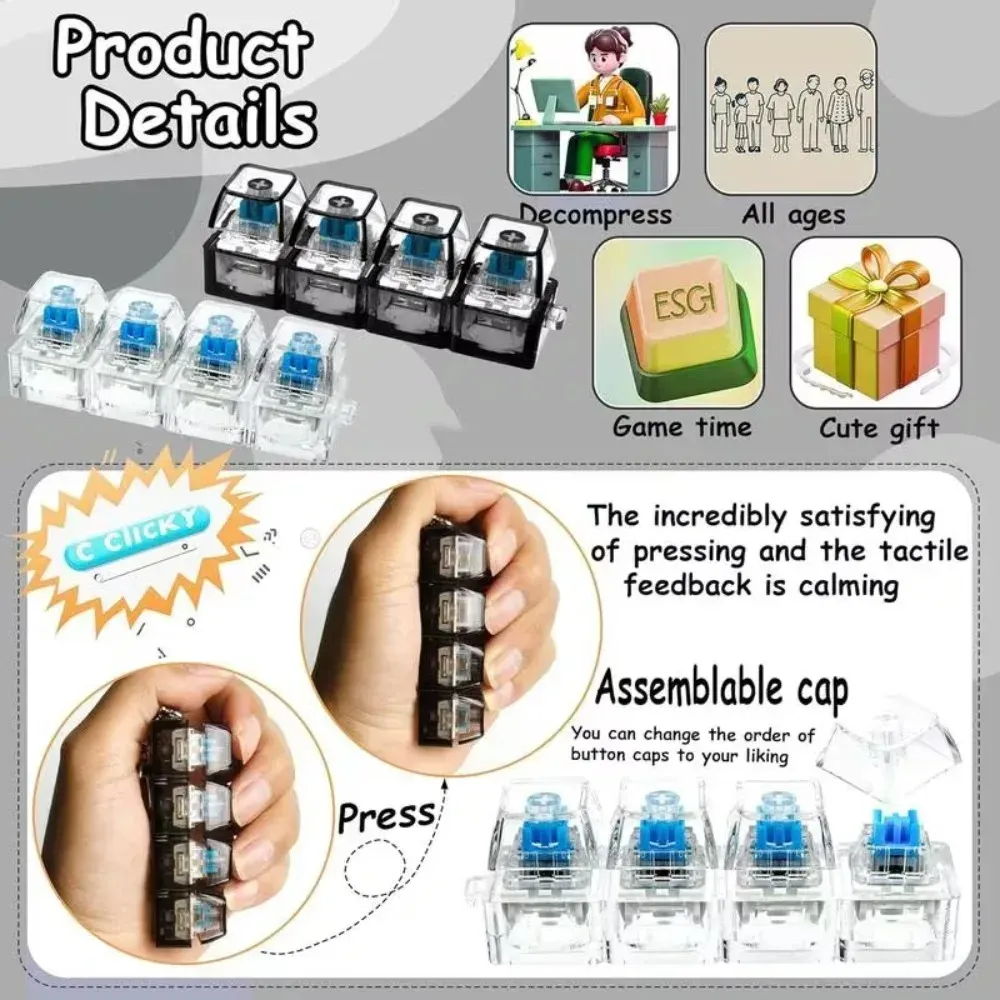 Porte-clés LED clavier anti-stress, finition