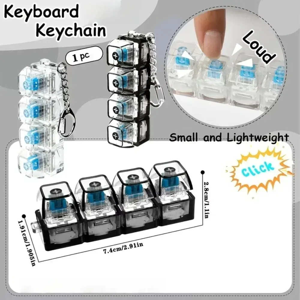 Porte-clés LED clavier anti-stress, éclairage LED