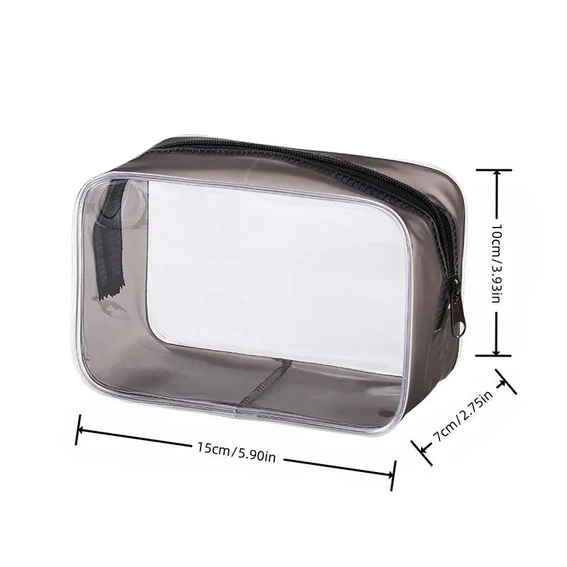 Lot de 4 trousses de toilette transparentes pour maquillage et articles de toilette, pochettes de rangement portables idéales pour le voyage ou en cadeau 7