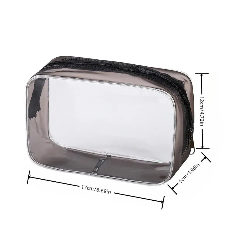 Lot de 4 trousses de toilette transparentes pour maquillage et articles de toilette, pochettes de rangement portables idéales pour le voyage ou en cadeau 9