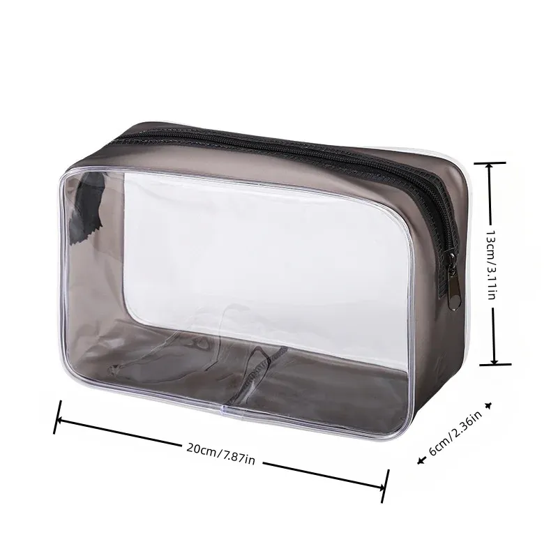 Lot de 4 trousses de toilette transparentes pour maquillage et articles de toilette, pochettes de rangement portables idéales pour le voyage ou en cadeau 8
