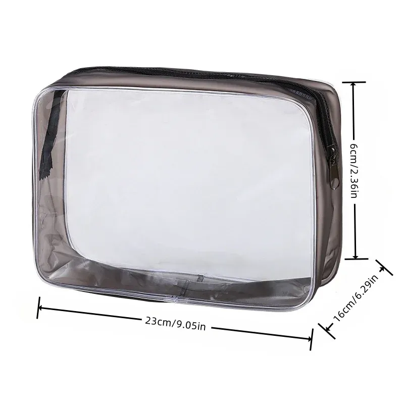 Lot de 4 trousses de toilette transparentes pour maquillage et articles de toilette, pochettes de rangement portables idéales pour le voyage ou en cadeau 11