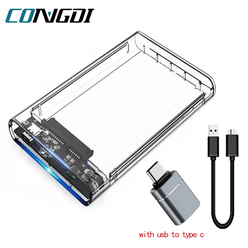 Boîtier de disque dur USB 3.0 pour SSD et HDD SATA 2,5 pouces, transfert jusqu'à 5 Gbit/s, boîtier externe portable avec câble 1