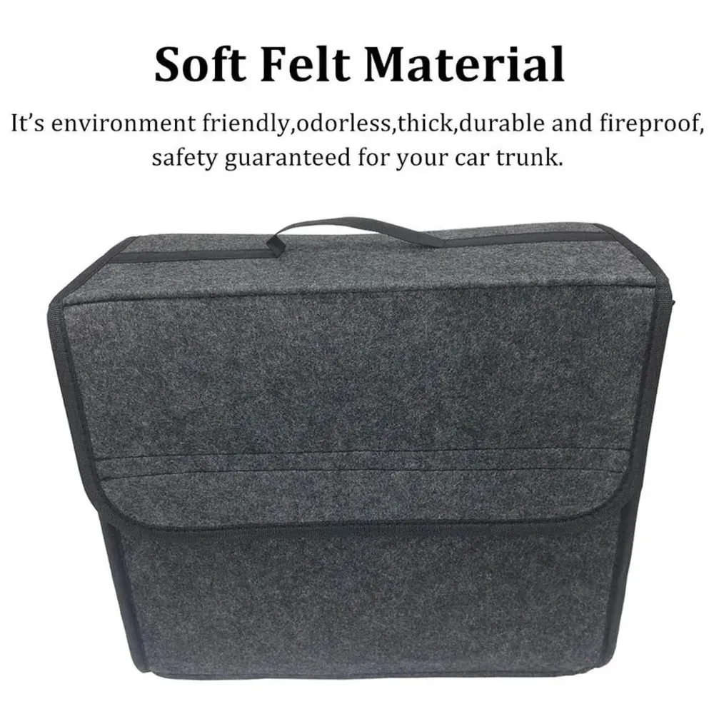 Boîte de rangement pliable en feutre pour voiture KKJOY, gris foncé, antidérapante, universelle, pour outils, serviettes et accessoires automobiles 2