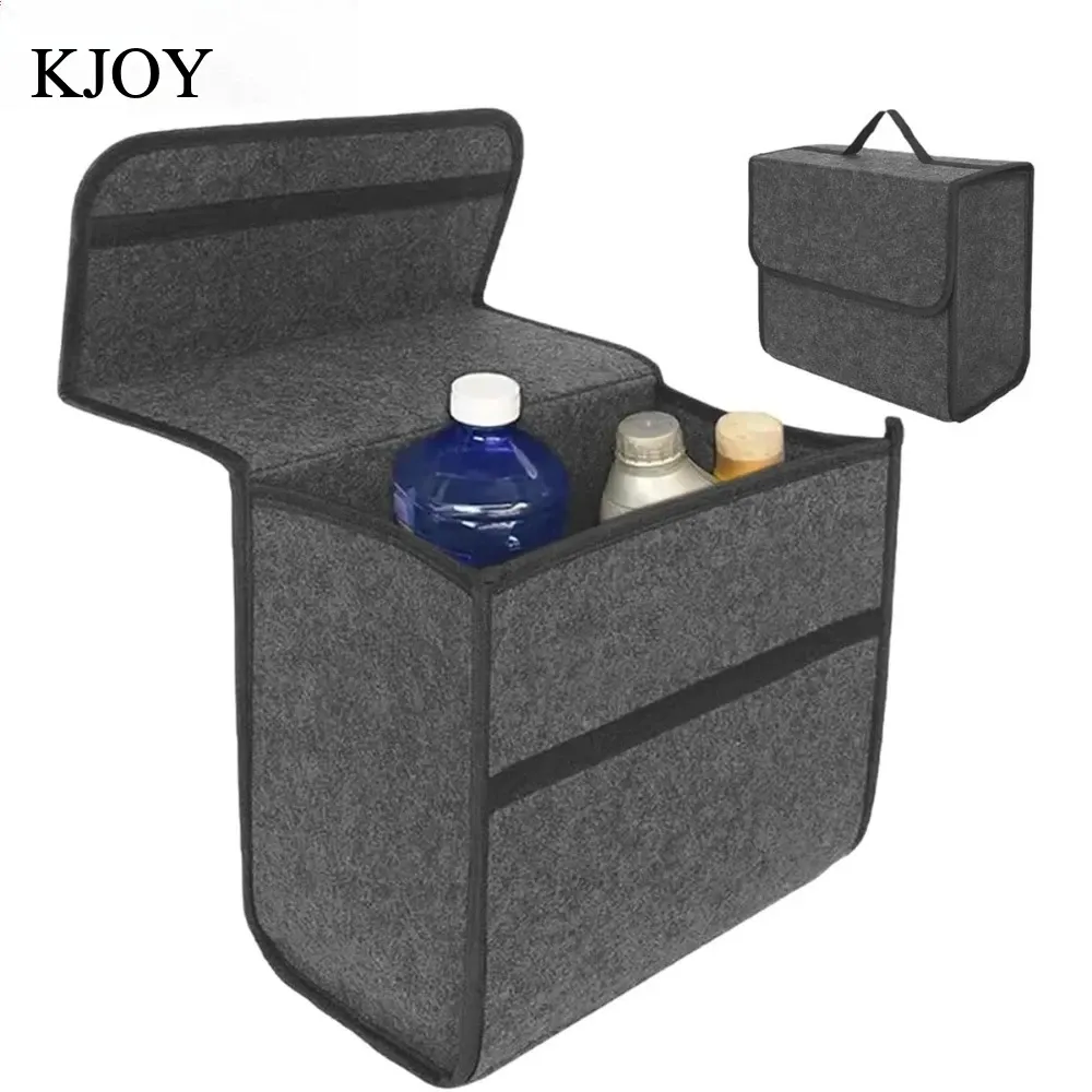 Boîte de rangement pliable en feutre pour voiture KKJOY, gris foncé, antidérapante, universelle, pour outils, serviettes et accessoires automobiles