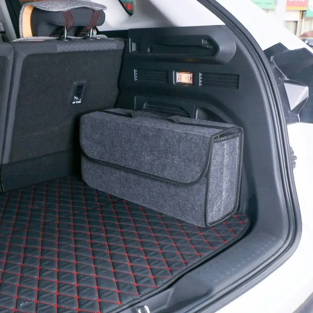 Boîte de rangement pliable en feutre pour voiture KKJOY, gris foncé, antidérapante, universelle, pour outils, serviettes et accessoires automobiles 5