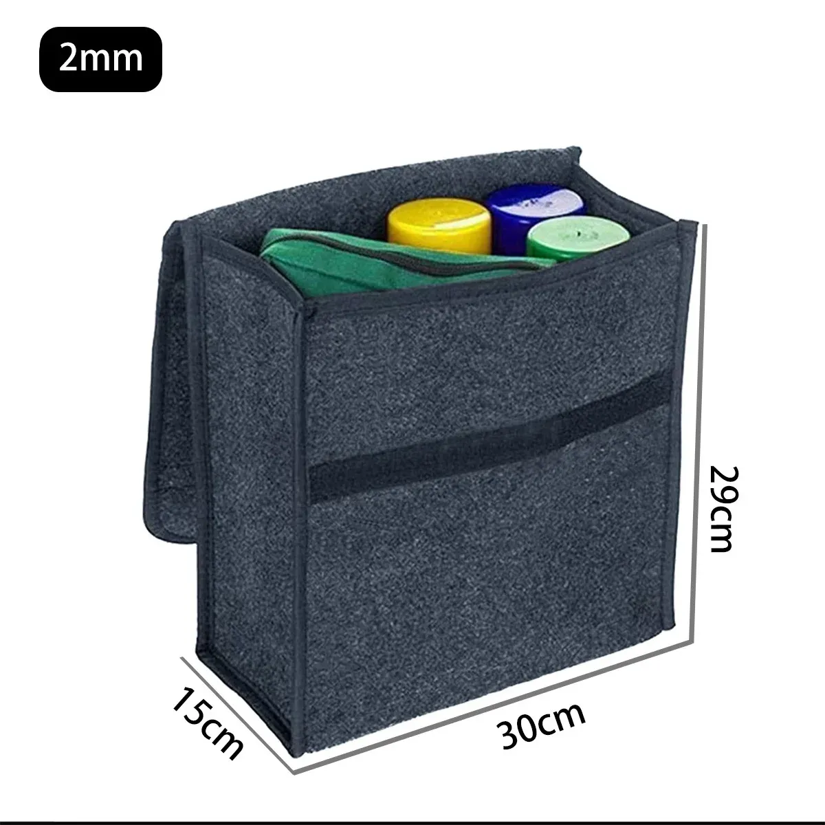 Boîte de rangement pliable en feutre pour voiture KKJOY, gris foncé, antidérapante, universelle, pour outils, serviettes et accessoires automobiles 8
