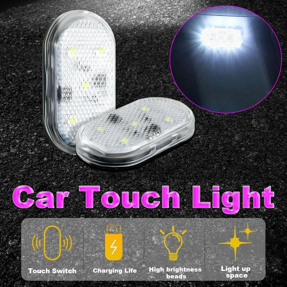Éclairage LED d'ambiance sans fil pour voiture, mini lampe tactile pour accoudoir, boîte et coffre