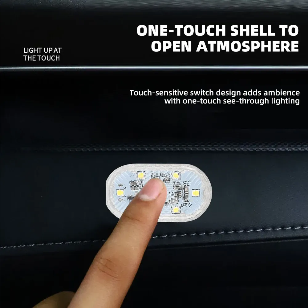 Éclairage LED d'ambiance sans fil pour voiture, mini lampe tactile pour accoudoir, boîte et coffre 3