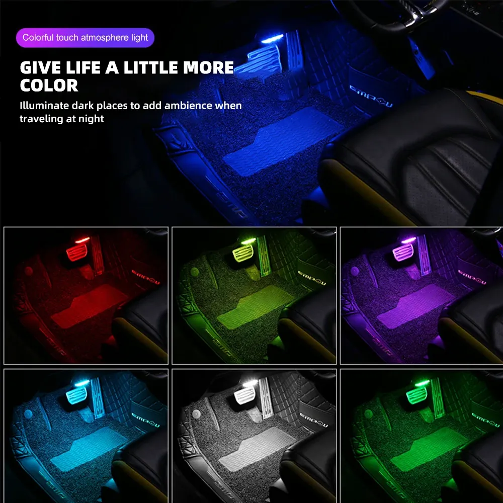 Éclairage LED d'ambiance sans fil pour voiture, mini lampe tactile pour accoudoir, boîte et coffre 6