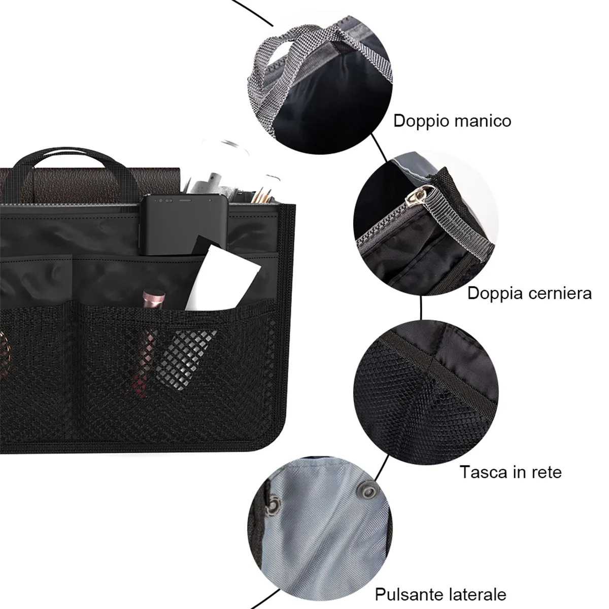 Organisateur de sac à main de voyage en nylon pour femme, grande capacité 2