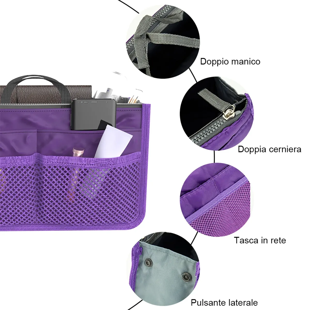 Organiseur de sac à main, vue d'ensemble