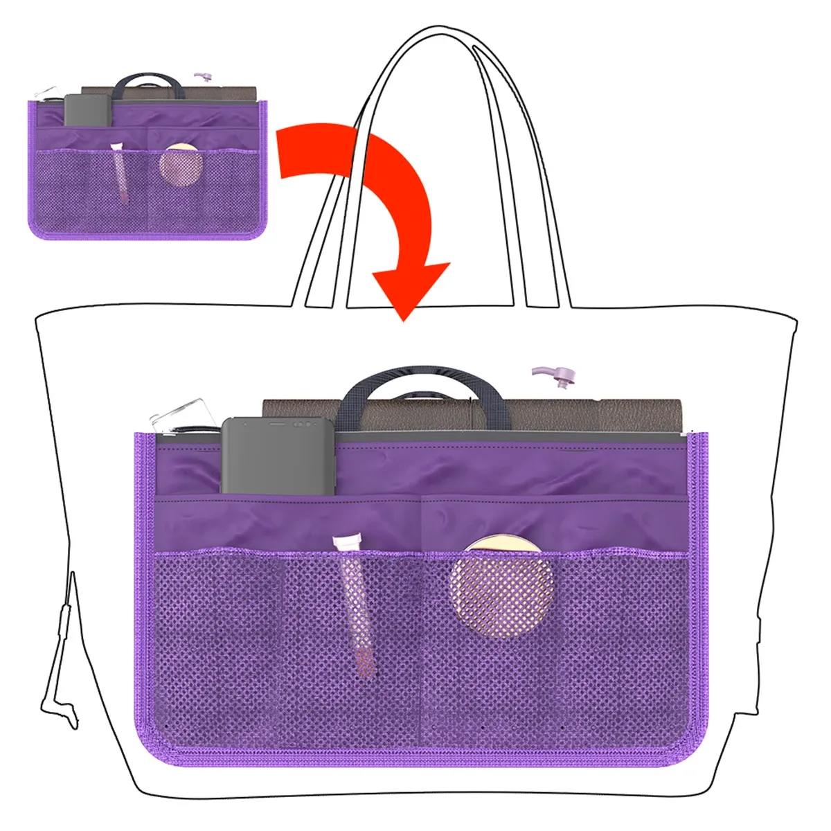 Détail de l'organiseur de sac à main