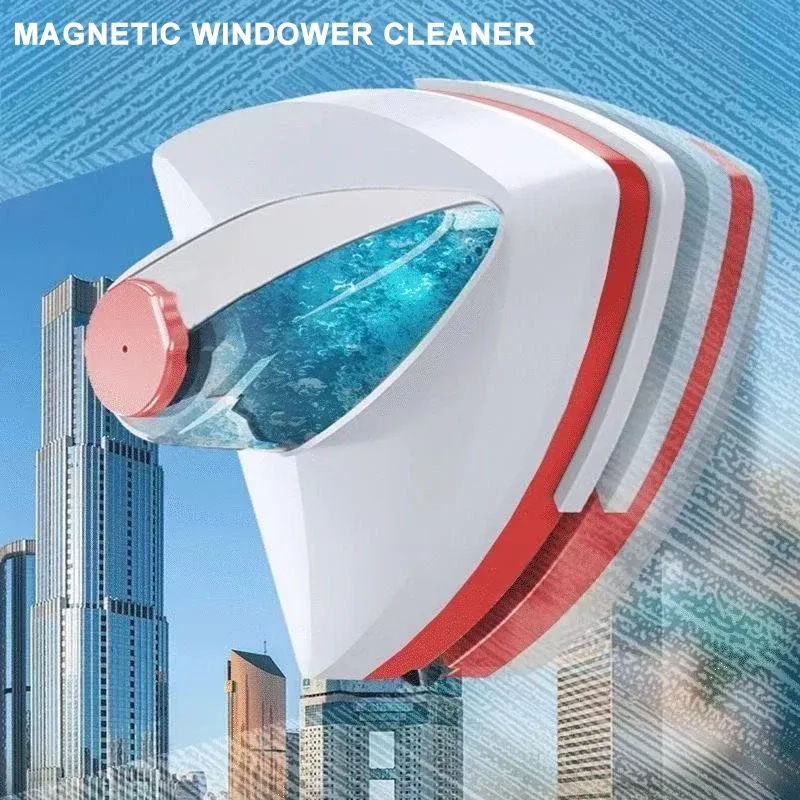 Brosse magnétique pour nettoyeur de vitres à double face, avec évacuation automatique de l'eau - Image 1