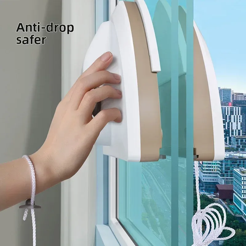 Brosse magnétique pour nettoyeur de vitres à double face, avec évacuation automatique de l'eau 5