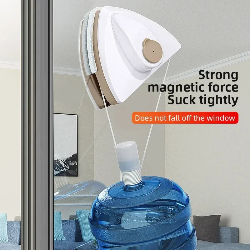 Brosse magnétique pour nettoyeur de vitres à double face, avec évacuation automatique de l'eau 6