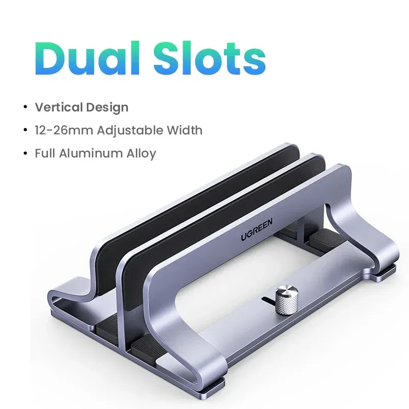 Support vertical en aluminium UGREEN pour ordinateur portable, compatible MacBook Air et Pro, tablette et téléphone 7