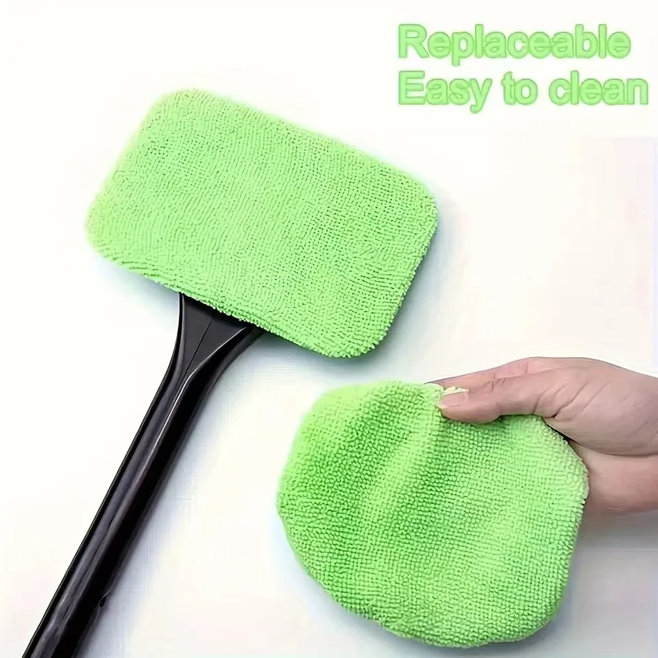Kit de brosse de nettoyage de vitres de voiture, outil de nettoyage de pare-brise, essuie-glace intérieur avec manche long, accessoires de voiture 5