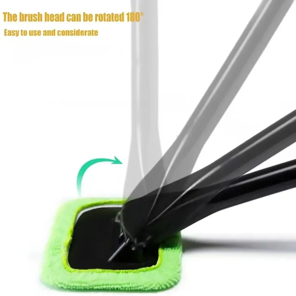 Kit de brosse de nettoyage de vitres de voiture, outil de nettoyage de pare-brise, essuie-glace intérieur avec manche long, accessoires de voiture 6