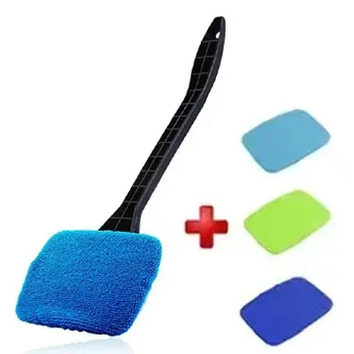 Kit de brosse de nettoyage de vitres de voiture, outil de nettoyage de pare-brise, essuie-glace intérieur avec manche long, accessoires de voiture 10