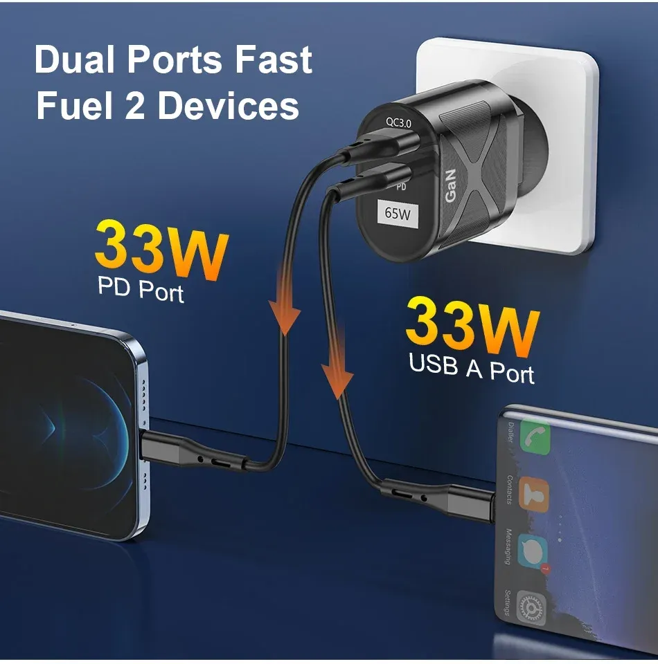 Chargeur GaN 65W, détail du design