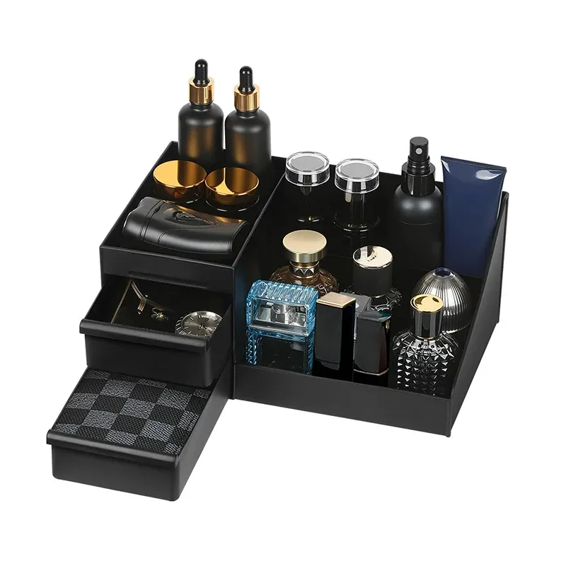 Organisateur de comptoir de salle de bain avec tiroirs, support de parfum pour hommes, rangement de cologne pour commode