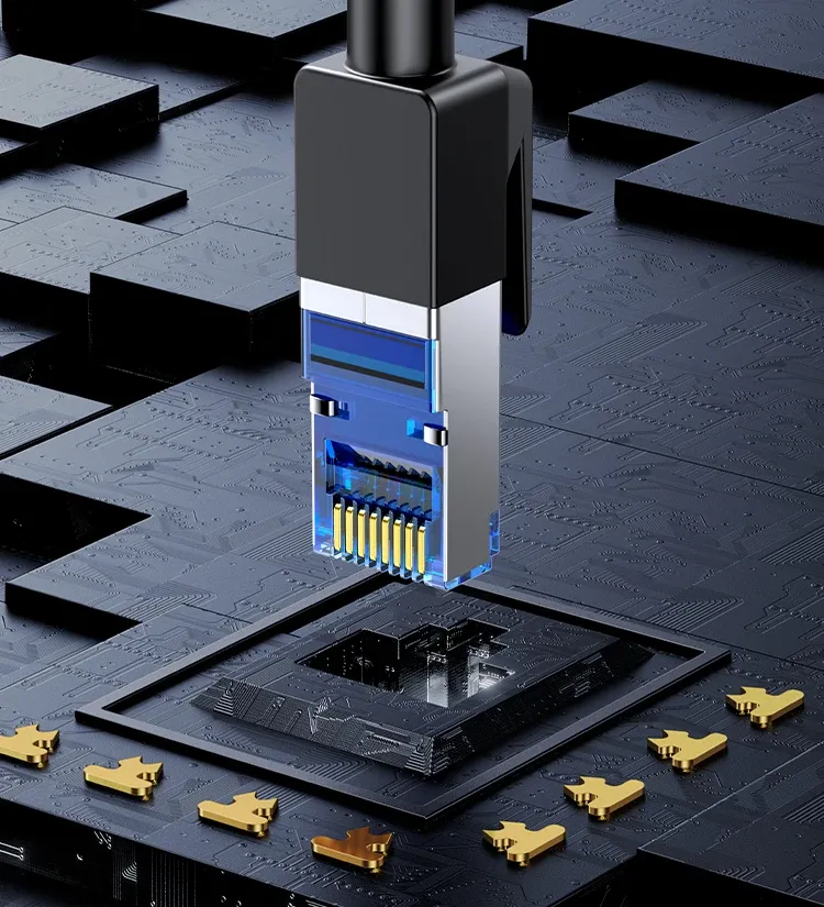 Connecteur RJ45 plaqué or du câble Ethernet