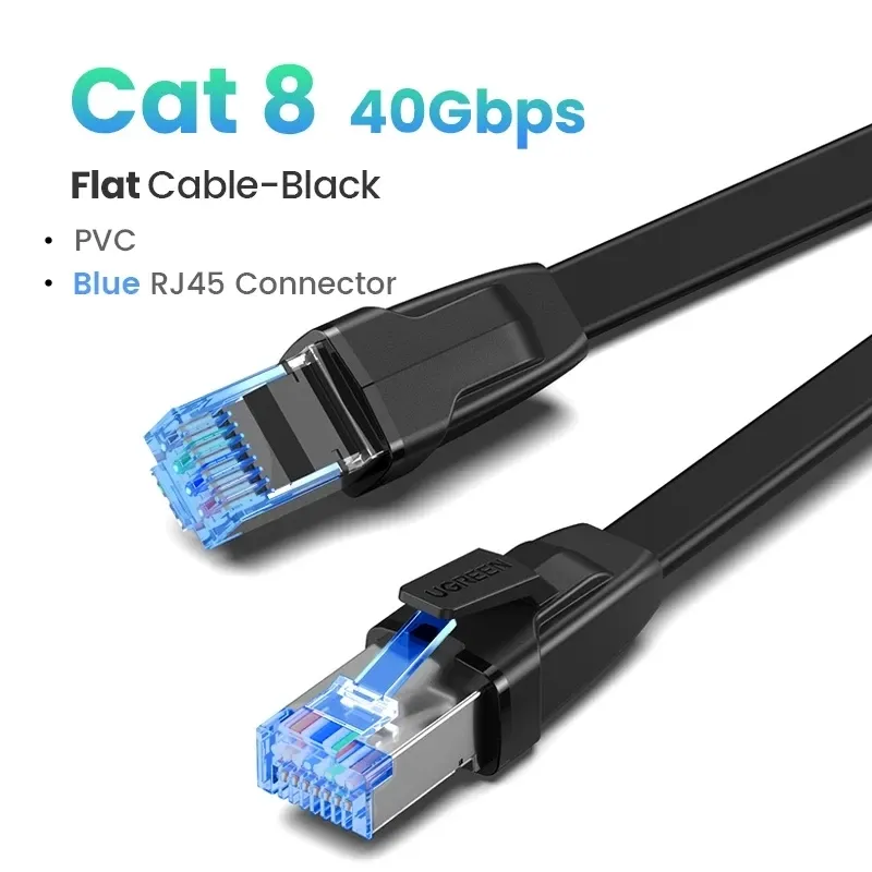 UGREEN – Câble Ethernet tressé en coton pour ordinateur portable, réseau Internet LAN, routeur et PS4, CAT8, 40 Gbps, 2000 MHz, RJ45 8