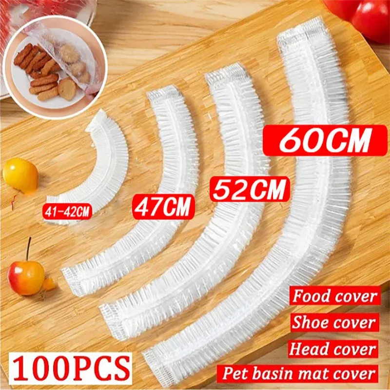 Couvercles alimentaires jetables élastiques en plastique de qualité alimentaire, lot de 50