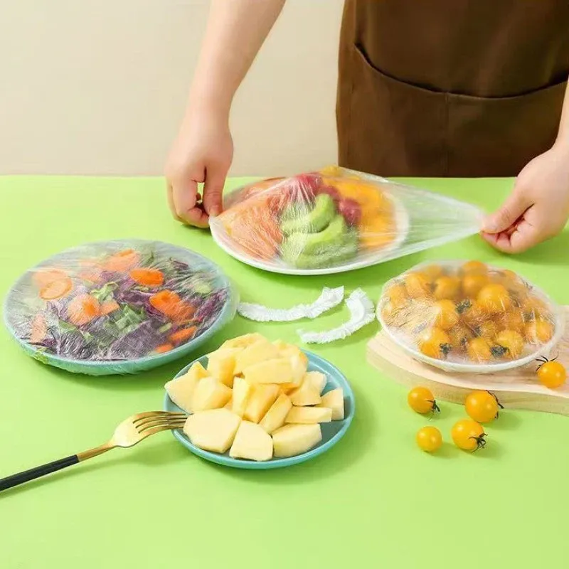 Couvercles alimentaires jetables élastiques en plastique de qualité alimentaire, lot de 50 3