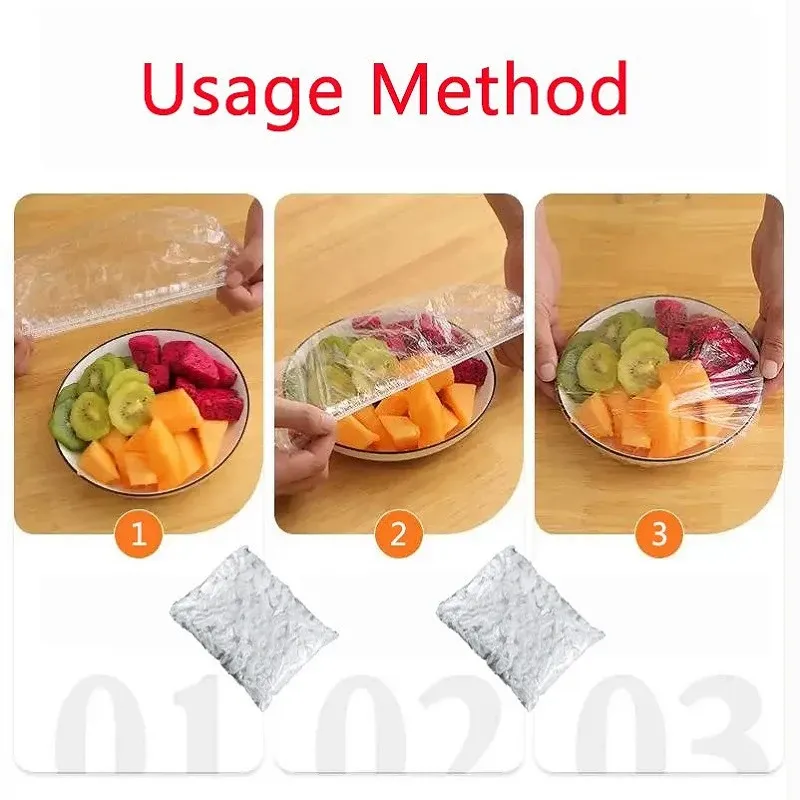 Couvercles alimentaires jetables élastiques en plastique de qualité alimentaire, lot de 50 4