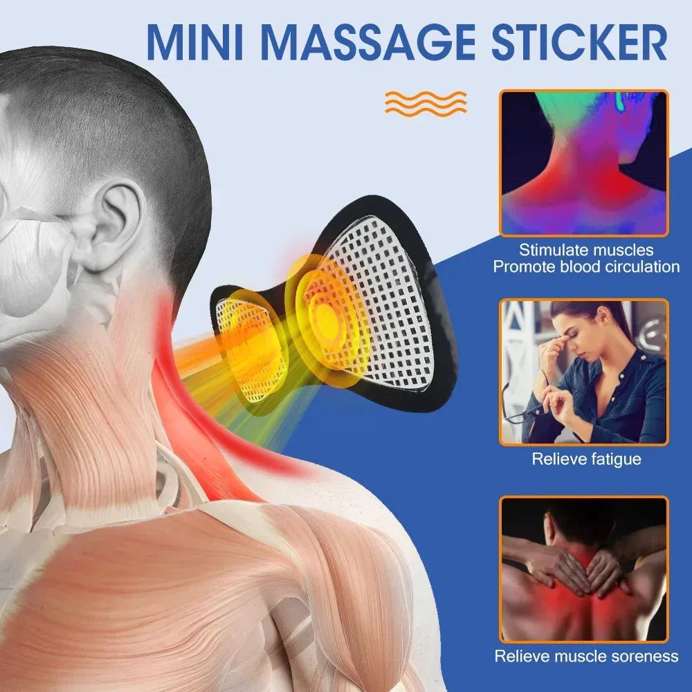 Masseur électrique cervical EMS, stimulateur musculaire portable à basse fréquence avec électrodes pour le dos, la nuque et les mollets, mini appareil de soulagement des douleurs articulaires 2