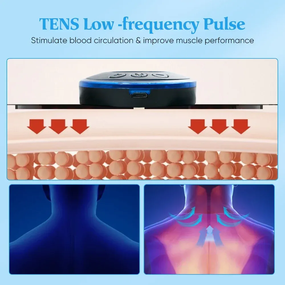 Masseur électrique cervical EMS, stimulateur musculaire portable à basse fréquence avec électrodes pour le dos, la nuque et les mollets, mini appareil de soulagement des douleurs articulaires 5