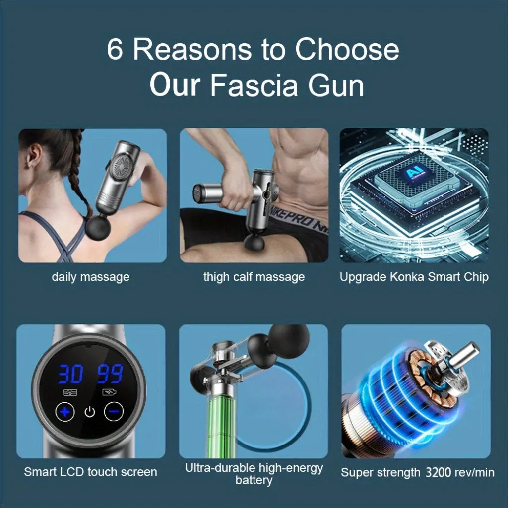 Pistolet de massage musculaire professionnel 99 vitesses pour le cou et le dos, équipement de fitness 4
