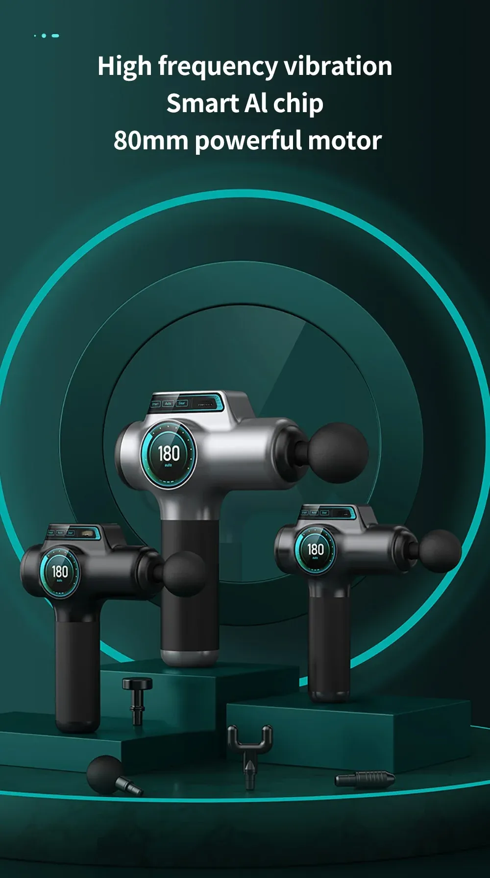 Pistolet de massage professionnel au design noir
