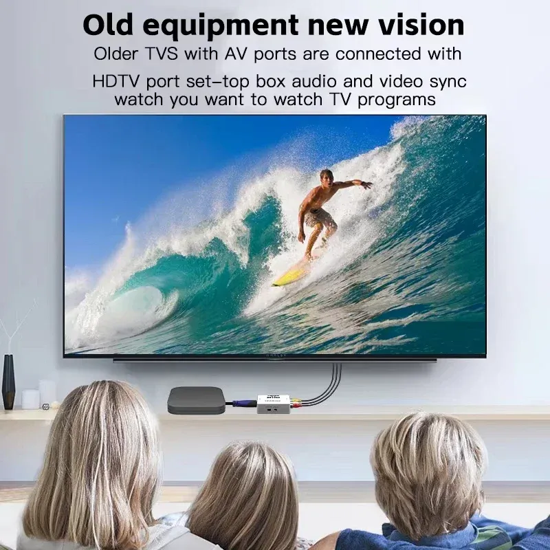 Adaptateur convertisseur AV vers HDMI 1080P, signal composite RCA CVBS L/R vers HDTV 5