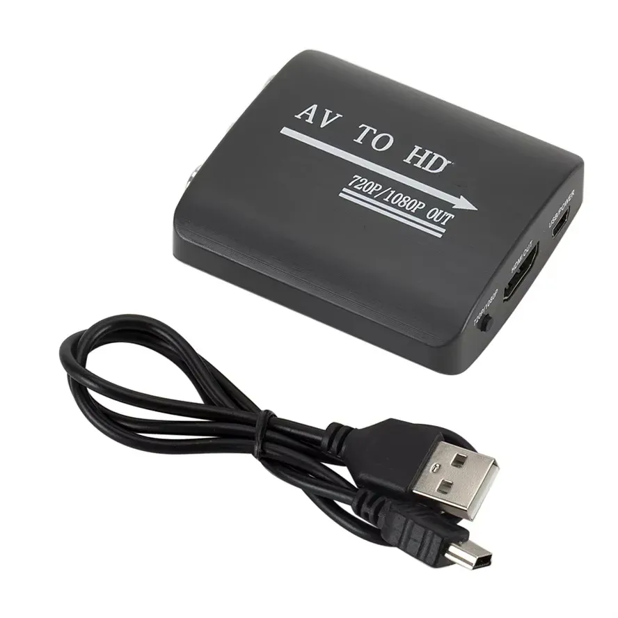 Adaptateur convertisseur AV vers HDMI 1080P, signal composite RCA CVBS L/R vers HDTV 10