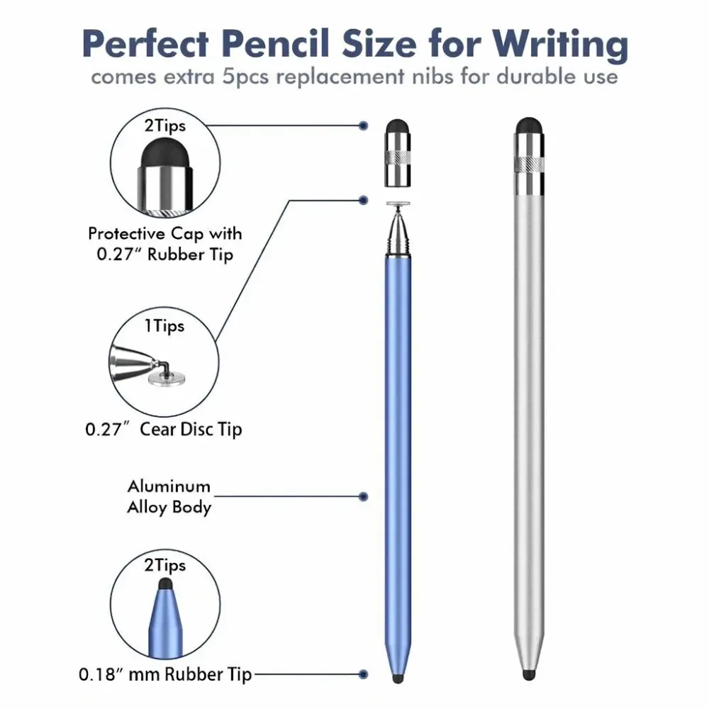 Stylet professionnel 3 en 1 en métal haute sensibilité, sans Bluetooth, compatible écrans tactiles capacitifs 5
