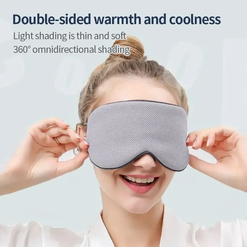 Masque de sommeil style coréen en soie glacée, effet chaud et froid, réglable, occultant et respirant, idéal pour les voyages 2