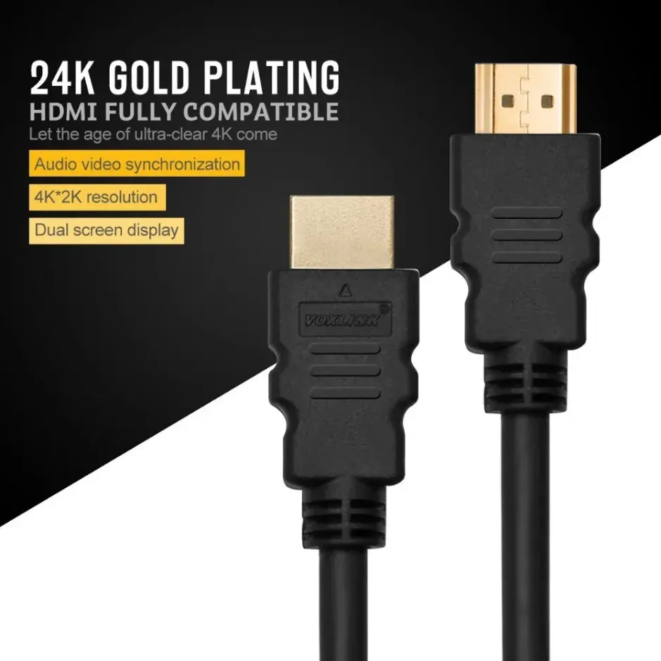 Câbles vidéo compatibles plaqués or 1.4 4K 1080P 3D pour HDTV Splitter Switcher