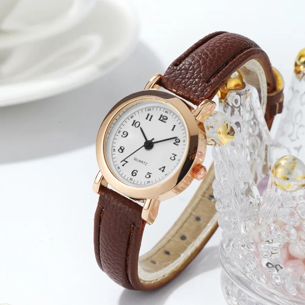 Montre minimaliste pour femme à petit cadran, bracelet en cuir ultra-fin, quartz décontracté 16