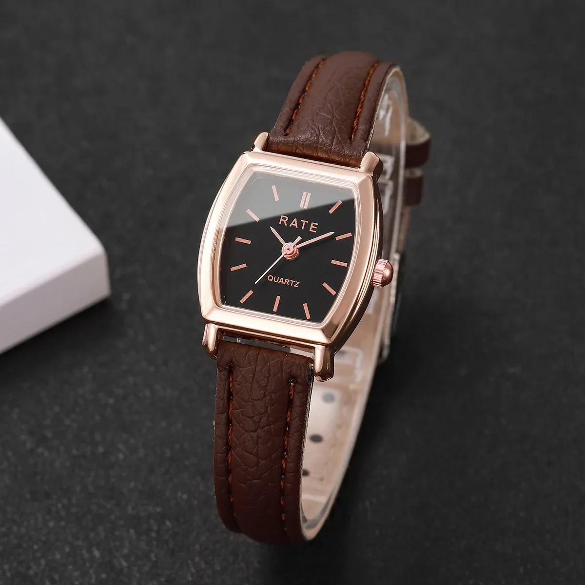 Montre minimaliste pour femme à petit cadran, bracelet en cuir ultra-fin, quartz décontracté 8