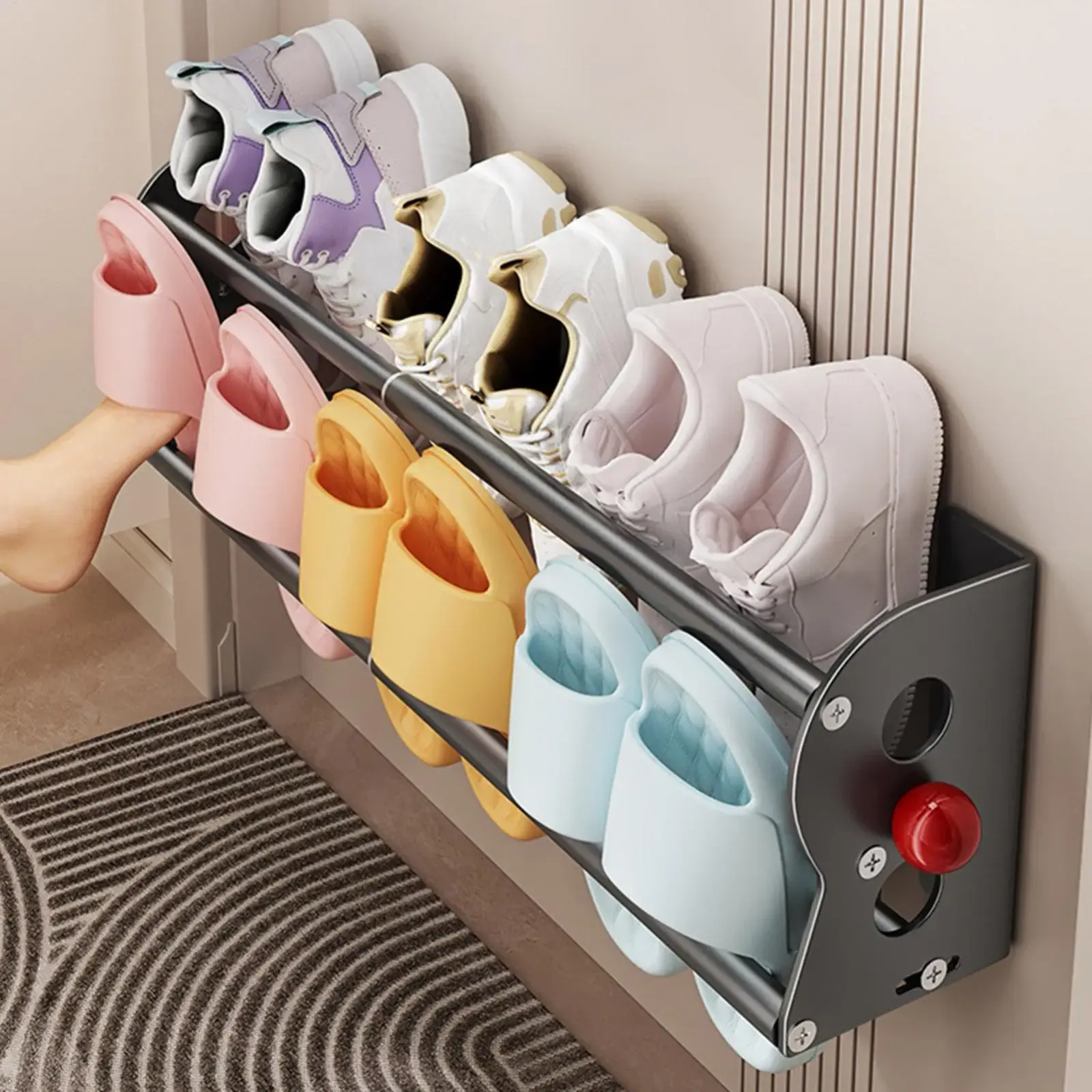Étagère à chaussures magnétique, installation sur porte