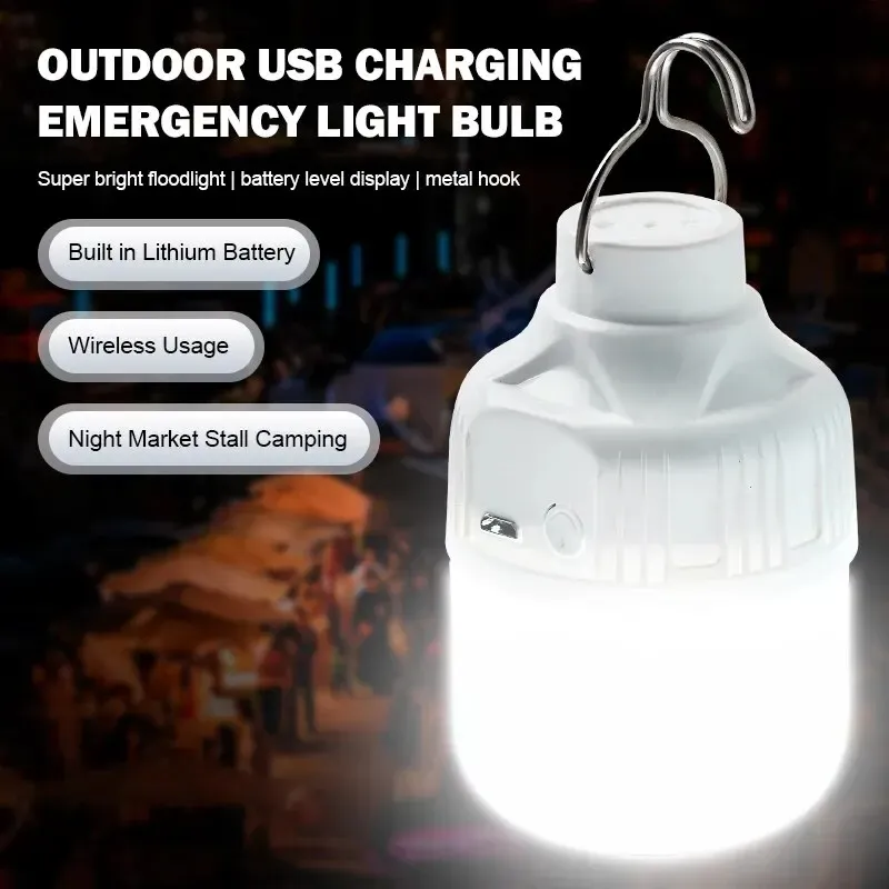 Lanterne LED rechargeable USB pour camping et pêche, haute luminosité, lumière d'urgence et veilleuse